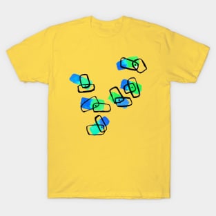 ABSTRACT WATERCOLOR RECTANGLE SHAPES BLUE T-Shirt